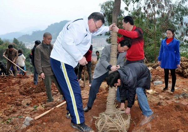 爱绿护绿 美化校园 我们在行动--三明学院全校师生开展校园植树活动