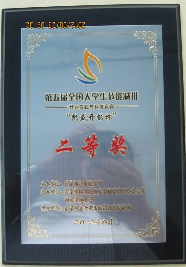 烟台大学文经学院学子在全国大学生节能减排社会实践与科技竞赛中荣获二等奖
