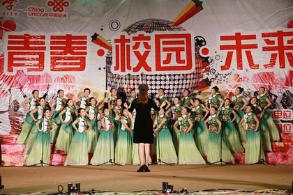 迎新晚会笑语欢歌美丽烟花绽放夜空