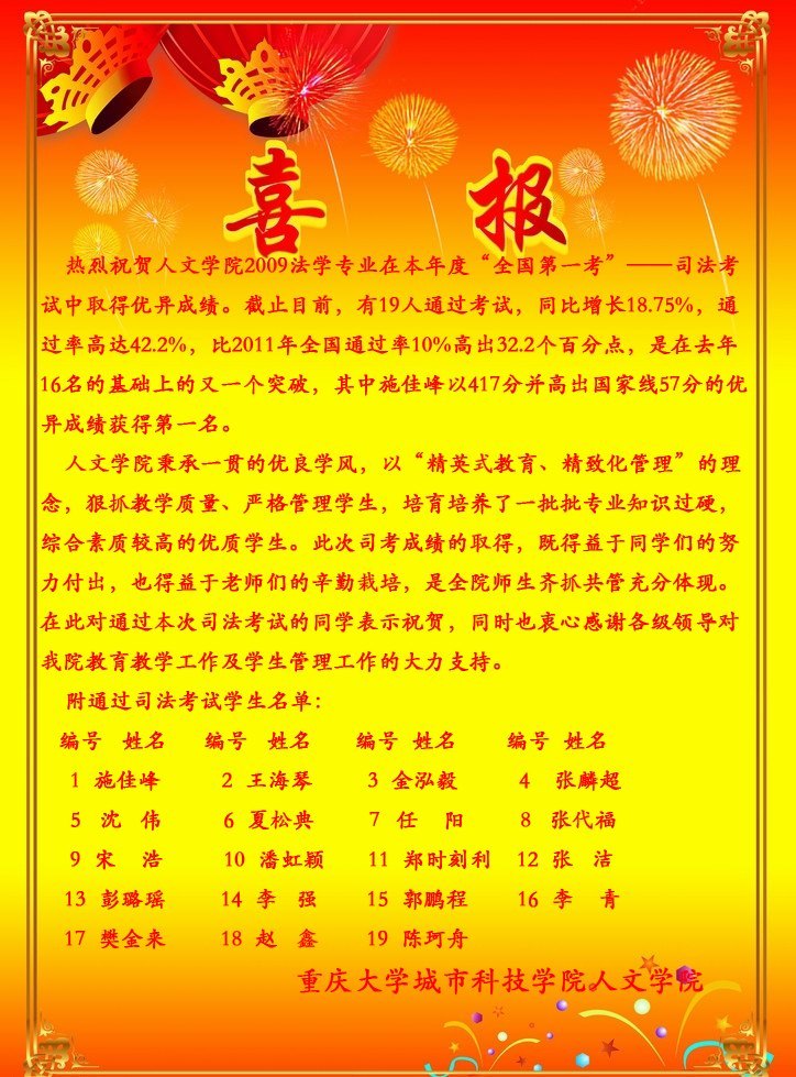 多名城科学子成功冲关国家司法考试比去年全国平均通过率高32.2%