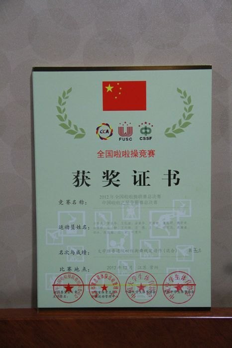 喜讯:三明学院啦啦操队2012全国总决赛上再创佳绩