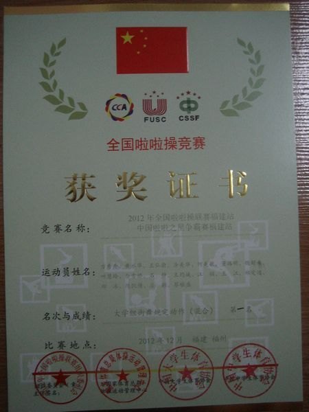 喜讯:三明学院啦啦操队2012全国总决赛上再创佳绩