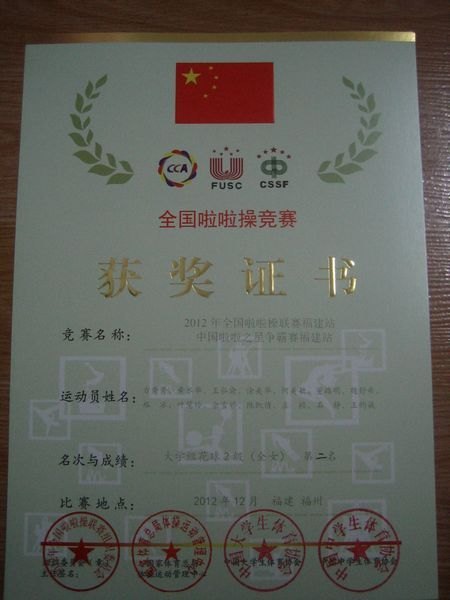 喜讯:三明学院啦啦操队2012全国总决赛上再创佳绩