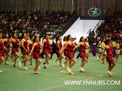 云南师范大学商学院表演方队在杨林职教园区首届篮球运动会开幕式表演中取得圆满成功