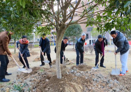 91级中文1班校友回母校植树添绿