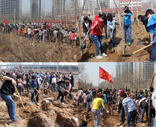里仁学院组织学生参加“践行义务植树,绿化春季港城”志愿服务活动